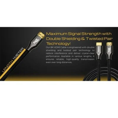Twisted Minds Zinc Alloy 8K Hdmi Cable Braided Custom Resolution 8K/60Hz, 4K/120Hz/60Hz, Bandwidth 48Gbps - 1 M